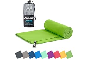 Fit-Flip Toalla Microfibra – en 11 Colores, 8 tamaños – compacta, Ultraligera y de Secado rápido – Toallas para Gimnasio – Toalla Gym, Toalla Viaje y Toalla Piscina (90x180cm Verde + Bolsa)