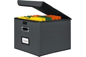 Okydoky Cajas de almacenamiento con tapa, A4, caja colgante de tablero de fibra y papel en elegante aspecto de ponchoso de lluvia, adecuado para casa y oficina, y cajas de almacenamiento de archivos