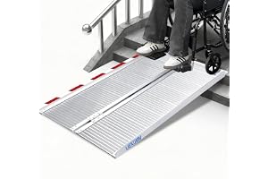 LIEKUMM Rullstolsramp vikbar, 121 cm rullstolsramp för trappor, 300 kg lastkapacitet, ramper för rullstolar och skoter, trapp