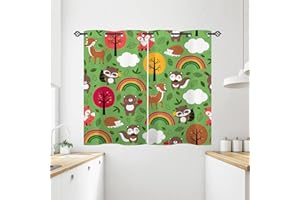 ANHOPE Rideau Jungle Forêt Safari Animaux Lot de 2 Rideau Occultant Thermique Isolant Tenture Opaque à Oeillets Draperies Intérieurs pour Maison Chambre Salon Fenetre L 71 x H 138 cm