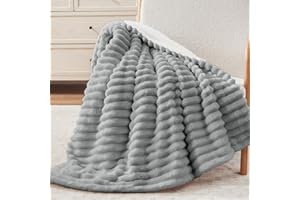 ‎VIELIT Vielit Sherpa Decke, Dicke Kuscheldecke Flauschig 150x200 cm XL, Extra Weich Cord Decke Grau Sofadecke überwurf, Große wohn- & kuscheldecken