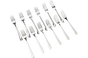 Grunwerg DFWDR widelce deserowe Windsor, stal nierdzewna 18/0, wykończenie lustra – nowoczesne sztućce współczesne (opakowanie 12 sztuk)