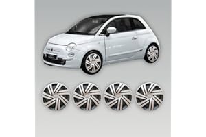 Darfox 14 Inch Wheel Trims – Set of 4 Hubcaps – Compatible with Fiat 500 – Plastic Covers for Steel Wheels (crsb)