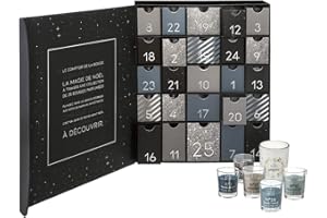 ATMOSPHERA CREATEUR D'INTERIEUR Atmosphera - Original Calendrier de l'avent avec 25 Bougies parfumées dans Pots en Verre avec Citation 2025
