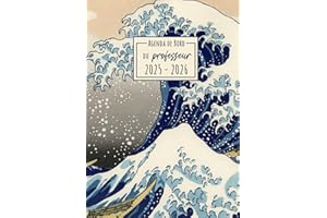 Agenda de Bord Professeur 2025-2026: La Vague | Cahier de bord enseignant A4 | Planification de cours avec un tableau semainier (1 semaine sur 2 pages) pour l'année scolaire | Relevé de notes