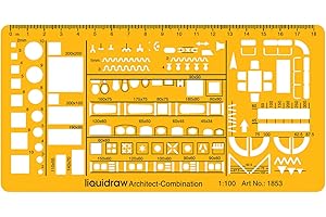Liquidraw 1:100 Scale Architectural Scale Ruler Drawing Template Stencil Architect Technical Drafting Supplies, Architecture Furniture Design Symbols for House Interior Floor Plan