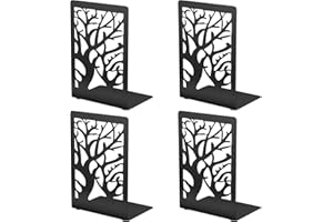 Crihovy 2 Coppie Fermalibri per Mensole, Ferma Libri per Libreria, Porta Libri da Scrivania, Reggi Reggilibri con Piedini Antiscivolo, Supporto Mensola, per Biblioteca,Ufficio e Casa (Nero)