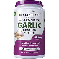 HealthyHey Nutrition Odorless Garlic Extract 1:13 Allium Sativum - 500mg (60 Veg Capsules)