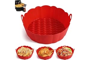 OUOQI Air Fryer Silicone Pot,Silikon Airfryer Air Fryer,Silicone Air Fryer Basket,Wiederverwendbar Air Fryer Accessories,Air Fryer Silicone Baking Tray,Silicone Universal Air Fryer Basket,for Baking Cooking