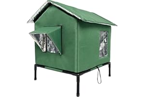 LOVIVER Niche d'Extérieur Surélevée pour Chat, Abri Multifonctionnel pour Chats Errants, Maison pour Chatons avec Matelas Doux, Accessoire pour Animaux de Compagnie, Vert, L