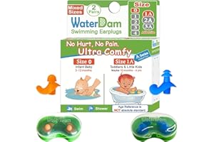 WaterDam Tappi per le orecchie galleggianti comodi impermeabili taglia 0+1A: bambini 3-18 mesi (arancione blu)