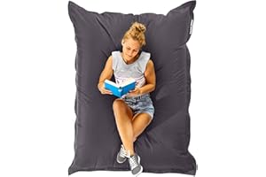 Green Bean© Poltrona a sacco XXL 140x180cm 380 Litri Bambini & Adulti Imbottitura Perle EPS Gigante Grande Esterno Lavabile Impermeabile Cuscino per sdraiarsi per pavimento Sedia Grigio