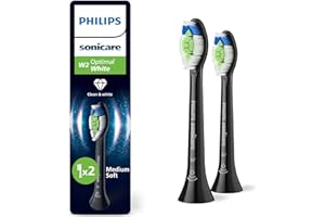 Philips Sonicare W2 Optimal White - têtes de brosse à dents de rechange d'origine, noir, lot de 2, HX6062/88
