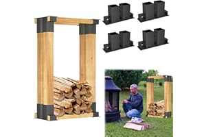 LZQ Holzstapelhilfe 4 Stück Stapelhilfe für Brennholz, Stabile Holzstapelhalter für Kaminholz, aus Feuerverzinkter Stahl für Innen- und Außenbereich