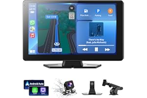 Veralady 9 Inch Wireless CarPlay Android Auto, Carplay Screen for Car Mirror Link with 1080P Rear Camera, Car Tablet Android Auto Car Play IPS Touchscreen with Bluetooth Music AUX Media Player