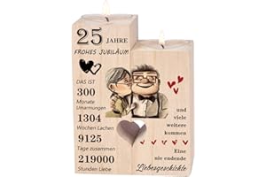 LUCKYYDS Silberhochzeit Geschenk，Kerzenständer，Silberhochzeit Deko，25 Hochzeitstag Geschenke - Glücklich 25. Jahrestag Geschenk für Frau Mann Paare Frauen Männer