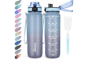 OKKLE Water Bottle 1L BPA Free Sport Drinks Bottle with Portable Handle 1 litre water bottle Lock Cover, Leak Proof,for Gym, School,Outdoor,Sports,Fitness& Office