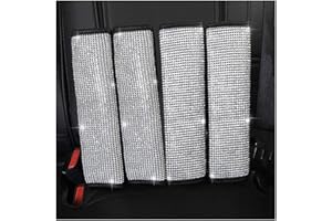U&M 4 Packungen Bling Sicherheitsgurt Schulterpolster Glanz Kristall Auto Sicherheitsgurt Abdeckungen Diamant Auto Dekor Zubehör für Frauen (Silber)