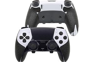 LUCK&LINK Poignée de manette pour PS5, kit de peau texturée, pour PS5DualSense/Edge, poignées antidérapantes et absorbantes de transpiration, boutons (PS5 DualSense Edge, noir obsidienne normale)