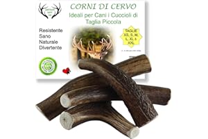 ARTISAN GIFT CO Corno di Cervo per Cani, Osso per cani da Masticare 100% Naturale, peso minimo Confezione 200gr. (S - 4 pz)