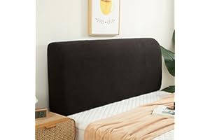 FANSU Headboard Cover for Single Double King Size Bed, Polar fleece Dustproof Headboard Wrap, Stretch All-Inclusive Bed Head Protector Cover Modern Bedroom Decoration (Black,150cm)