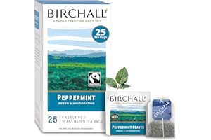 Birchall Tea Bags, Peppermint Tea Gift Set, Caffeine Free Tea Bursting with Full Flavour, Perfect Vegan Gifts, 25 Enveloped Plant-Based Tea Bags