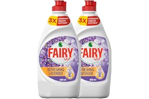 Fairy Lavendar Dishwashing Liquid - 2x600ml, 3X Grease Cutting Power | 3X Grease Cutting Power, cleans greasy leftover food completely