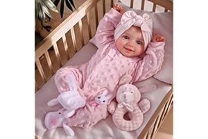 BABESIDE Reborn Muñeca Sunny 17 Pulgadas Realista Recién Nacido Niña Muñeca Lifelike Bebé Muñeca Suave Tela Cuerpo Reencarnado Muñeca Real Abre los Ojos