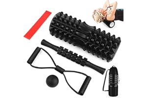 QOUBNIC Fascia Roller, 5-in-1 Massage Set Foam Roller Fascia Roller Massage Roller Foam Roller for Yoga Pilates Sports