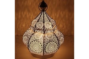 CASA MORO LN2060 Anida Orientalna Latarnia z Metalu, Złota, 30 cm, Marokańska, Wisząca lub Stojąca, Stołowa na Wesele, Uroczystości, Jako Dekoracja, Prezent na Boże Narodzenie