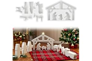 AUGESAK Stampi in Silicone per Colata Presepe, Stampi in Silicone Gesso, Stampo Gesso Presepe 3D per Colata Per Candele Fai da Te Presepes Decorazione Della Casa