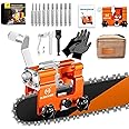 Chainsaw Sharpener Kit, Portable Chainsaw Sharpening Tool with 10PCS Sharpening Burrs, Chainsaw Sharpener Jig Blade Sharpener Attachment for Chain/Electric Saw, Lumberjack, Garden Worker.