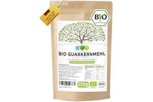 ‎EWL NATURPRODUKTE EWL Naturprodukte Guarkernmehl Bio 250g, Guarkernmehl für Eis, Guar Gum Vegan und Glutenfrei, Bindemittel E412 aus kontrolliertem Anbau