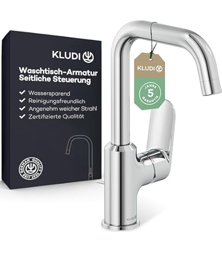 KLUDI-X1 Waschtischarmatur Schwarz Matt - Niederdruck Armatur Mit 3 Anschlussschläuchen