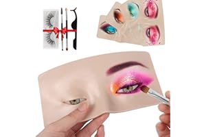 Deciniee Visage de Pratique de Maquillage, Visage d'Entraînement en Silicone Avec Brosse à Cils, Pince à Épiler et Cils Tampon de Peau Bionique de Pratique Réaliste Réutilisable pour Débutants Blanc