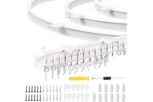 BIGKASI YOLOUP 3,5 Meter Decken-Vorhangschiene Deckengardinenschiene PVC Vorhang-Gleitschiene Vorhangstange aus Kunststoff Gardinenschiene Zubehör für Vorhänge Fenster Balkon Büros Hotels Kliniken