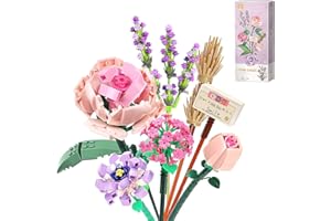 FUN4KID Mini Rose Flower Bouquet Building Bricks Kit Sets, Artificial Flowers Building Blocks, Decoration Home, 547 Pcs Creative Botanical Collection for Ages 8-12 yrs Old Girl for Gift