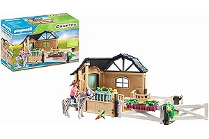 Playmobil 71240 Extension Box avec Cheval - Country - avec Un Personnage, Un Cheval, Son Box et des Accessoires - Le Club d'équitation - Animaux & Nature - Dès 4 Ans