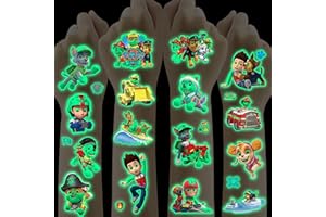 ‎SUNYOVIME Tattoo Kinder,Paw Patrol Tattoo 12 Blätter,Hautfreundliche Leuchttattoos Jungen Mädchen Wasserdicht Kindertattoos Sticker Cartoon Temporäre Tattoos,Mitgebsel Kindergeburtstag Gastgeschenke Party Deko