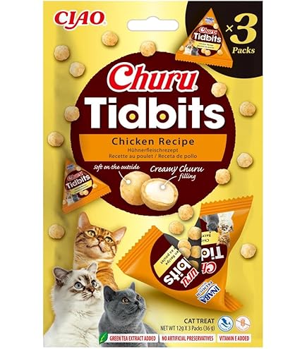 INABA Churu Tidbits kattensnoepjes met hoogwaardige ingrediënten, rijk INABA Churu Tidbits kattensnoepjes met hoogwaardige ingrediënten, rijk