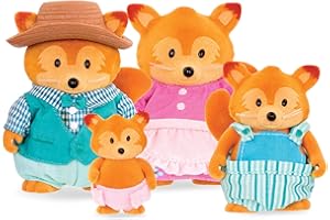 Li'l Woodzeez 6483 Acces Battat Li'l Woodzeez – rodzina lisów w kształcie końskiego ogona – zestaw 5 szt. z miniaturowymi figurkami i bajką – zabawki i akcesoria dla dzieci w wieku od 3 lat