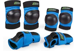 Everwell Protective Knee Pads Set, Gear Set with Knee Elbow Wrist Pads for Kid Children Teenager Adult for Rollerblading, Skating, Skateboard, Scooter etc (XS, Light Blue)