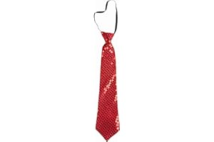 P'tit Clown - 60244 - Cravatta con Paillettes con Elastico Brillante - Glitter Tie - Accessorio per Costume - Perfetto per Carnevale, Serate in Costume, Feste a Tema, Capodanno - Adulto - Rosso
