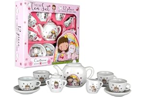 Barbo Toys - Lillie & Ellie 12-teiliges Porzellan Teeservice Kinder | Rollenspiel Set für Teeparty ab 3 - 8 Jahren | Teeservice Spielset mit Teekanne, Zuckerdose, Kännchen, Tassen & Untertassen