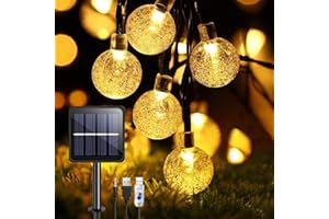 ANSGEC Catena Luminosa Esterno Solare, 8M 50 LEDs Luci USB Ricaricabile 8 Modalità, Impermeabile IP65 Natale per Giardino, Patio, Recinzione, Festa