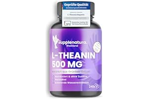 SUPPLENATURA. RHEINLAND L THEANIN | 240 Kapseln | 500mg pro Tag | PREMIUM: aus schonender Wasserextraktion - Laborgeprüft & Hochrein | L-Theanin von SUPPLENATURA®