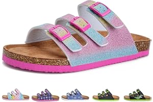 Torotto Pantoletten Kinder Mit Kork Hausschuhe Mädchen Jungen Schlappen Riemen Verstellbare Schnalle Rutschfeste Pantoffeln für Drinnen und Draußen