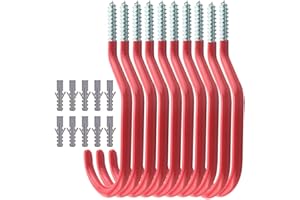 TooTaci 10pcs Bike Crochets de Vélo Stockage Crochets Set, à visser utilitaire de stockage cintres Abri de jardin Garage Jardin Crochet recouvert de plastique pour support mural/de plafond…