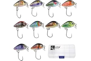 Zite Fishing Lot de 10 mini wobblers ultra légers pour truite, perche, pêche à la truite, 2,9 cm, 1,8 g, couleurs au choix