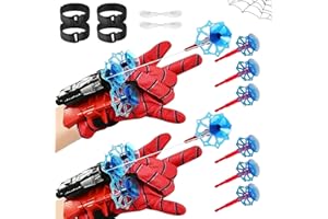 GILLTERWAY 2 Pcs Spider Web Shooter for Kids Age 3-14, Spider Gloves Launcher Wrist Toys, Spider Web Shooters with Darts and Gloves, for Boys and Girls Costume Cosplay Gift, Christmas & Birthday Gifts
